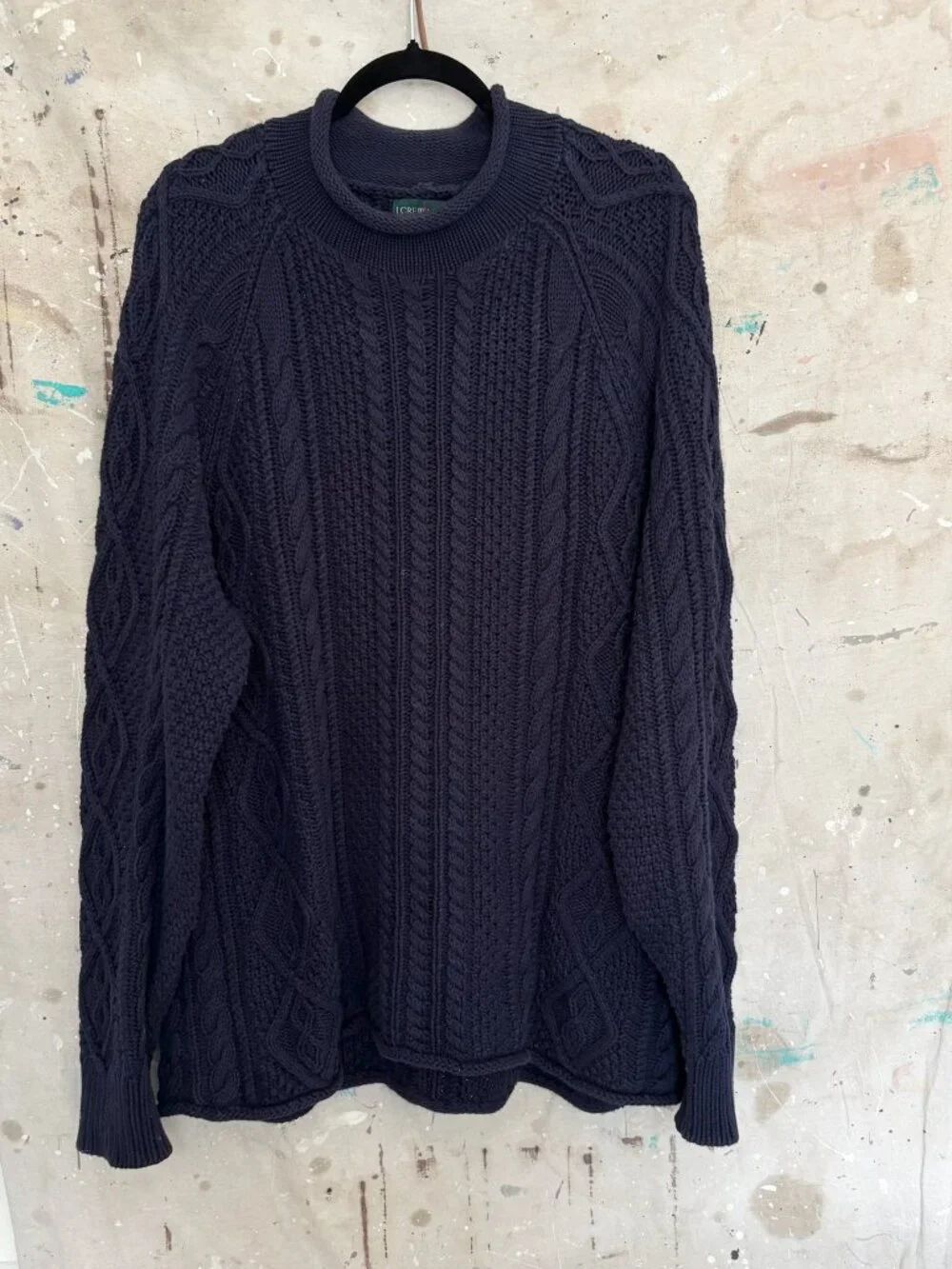 J Crew 1988 Rollneck Sweater in Cable Knit Cotton